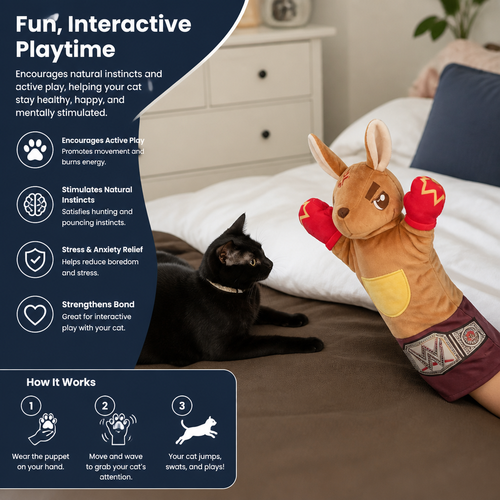 Interactive Kangaroo Boxing Hand Puppet Cat Toy
