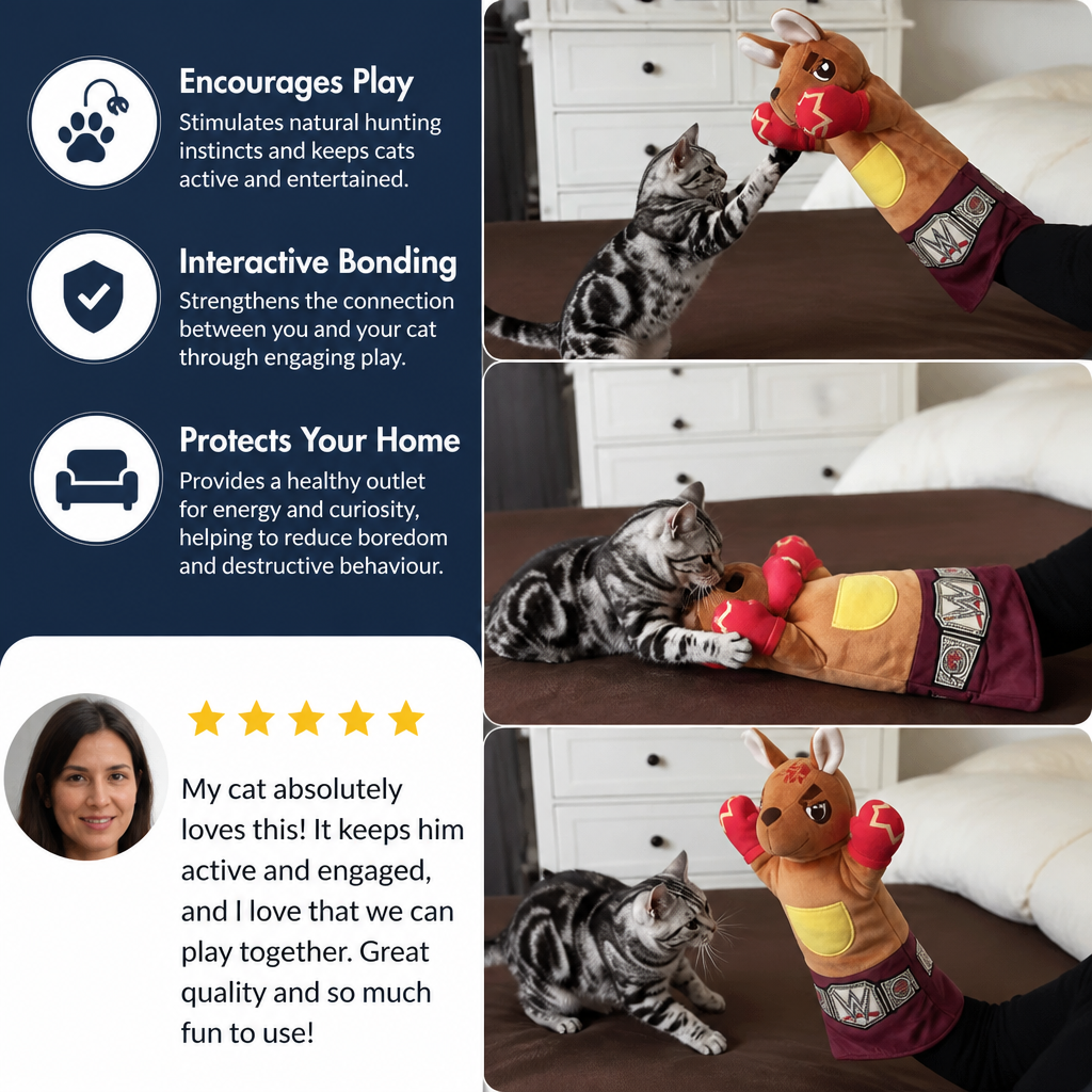 Interactive Kangaroo Boxing Hand Puppet Cat Toy