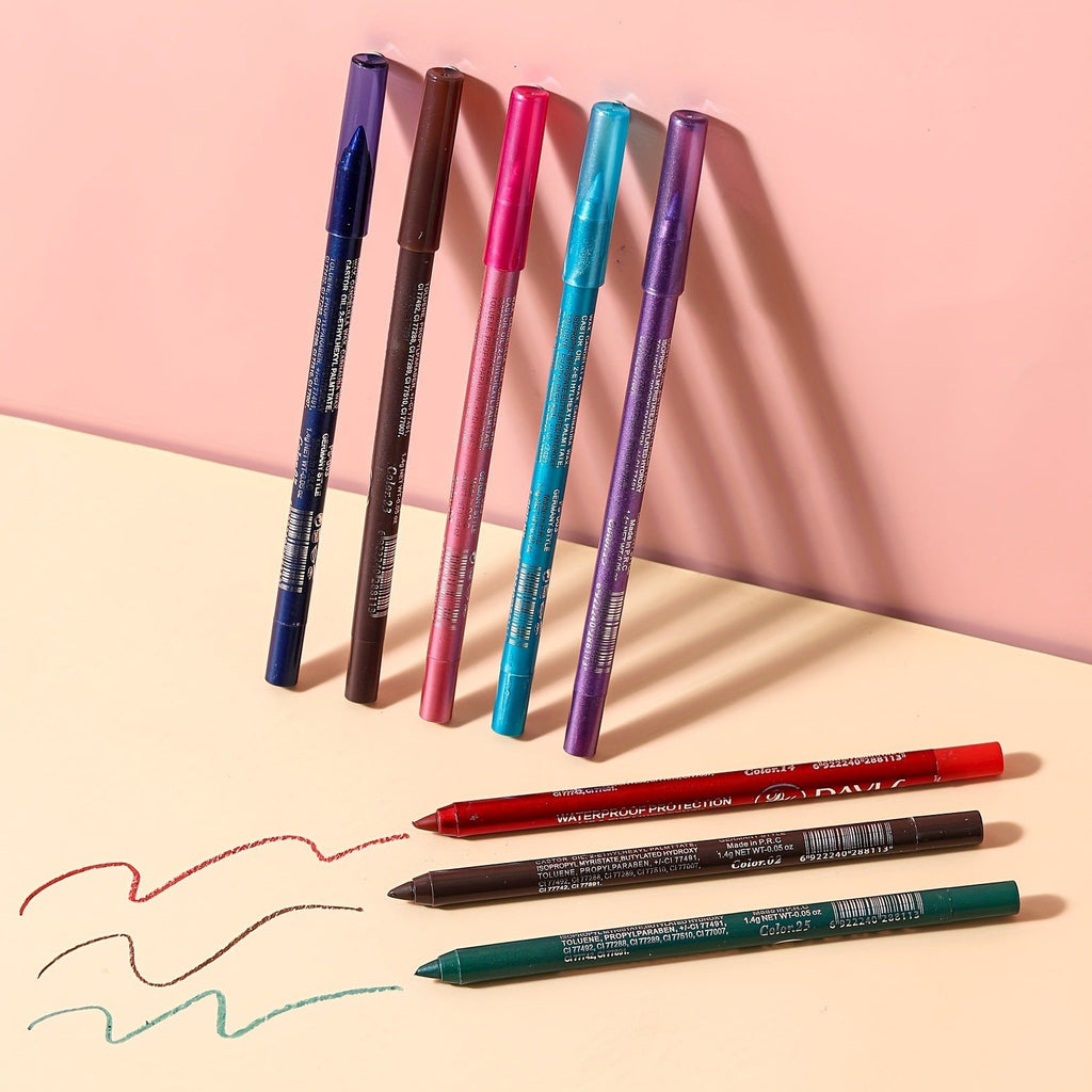 🔥 Limited Edition 49% OFF🌈14-Pack Eyeliner Pencil Waterproof Colored Paste Liners with Metallic & Shimmer Finishes Smudge-Proof