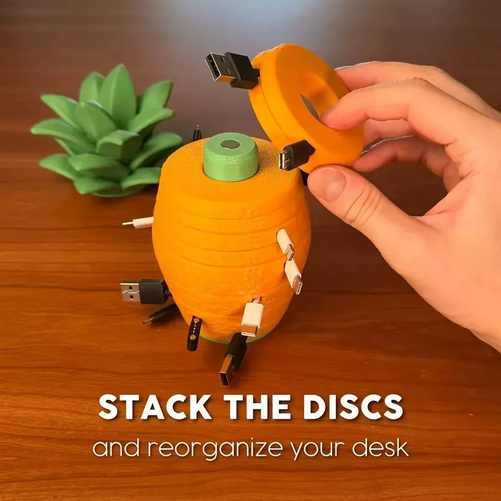 3D Printed Pineapple Cable Organizer – Modular Desktop Cable Management Holder for USB Cables, Charging Cords & Computer Accessories