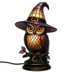 🔥Exclusive Limited Item 👍🔥50%OFF🐈 Gothic Stained Glass Witch Black Cat Table Lamp | Halloween Witch Hat Night Light Decor