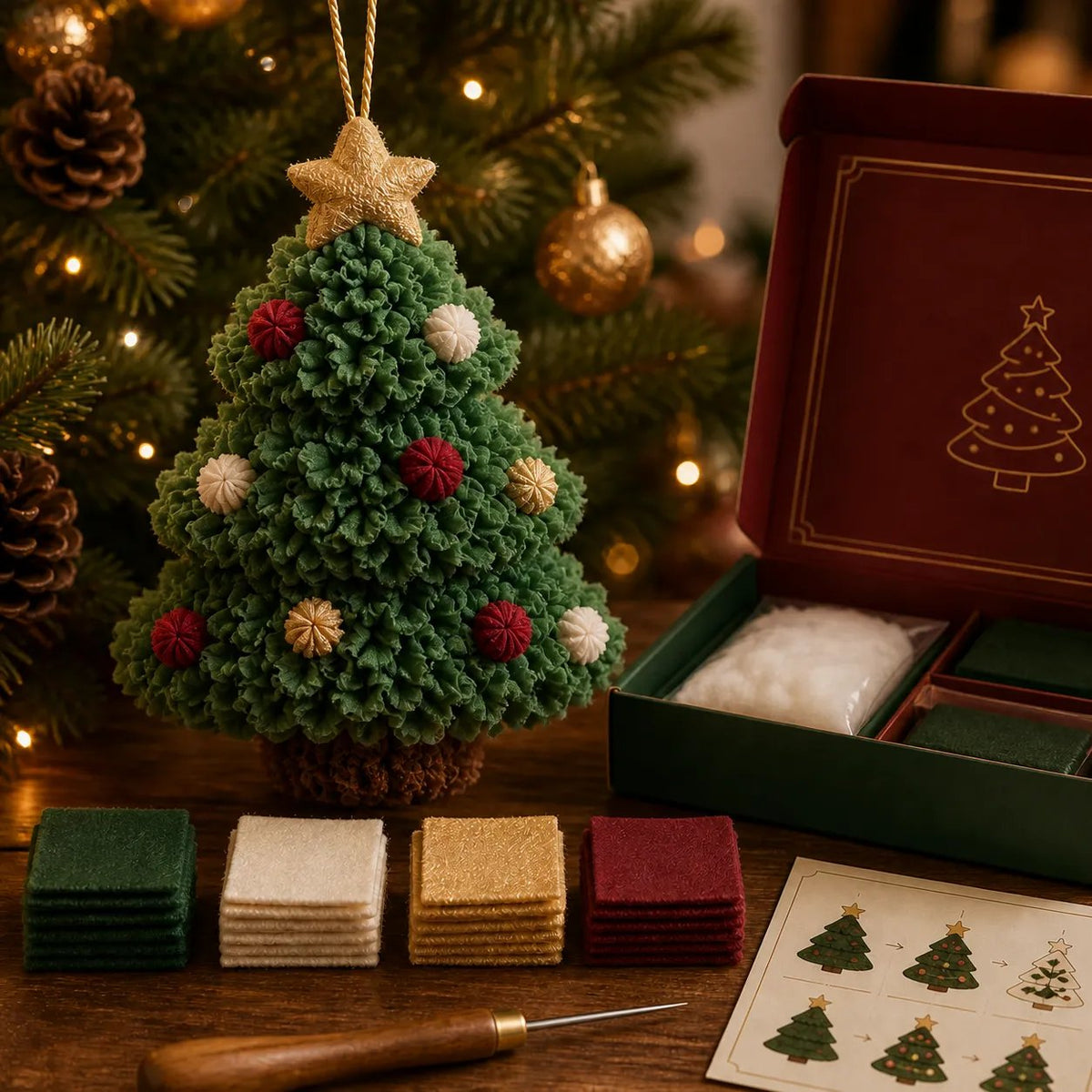 🎄 Special Offer | 48% OFF – Beginner-Friendly 3D Fabric Poke Christmas Ornament DIY Kit 🎁