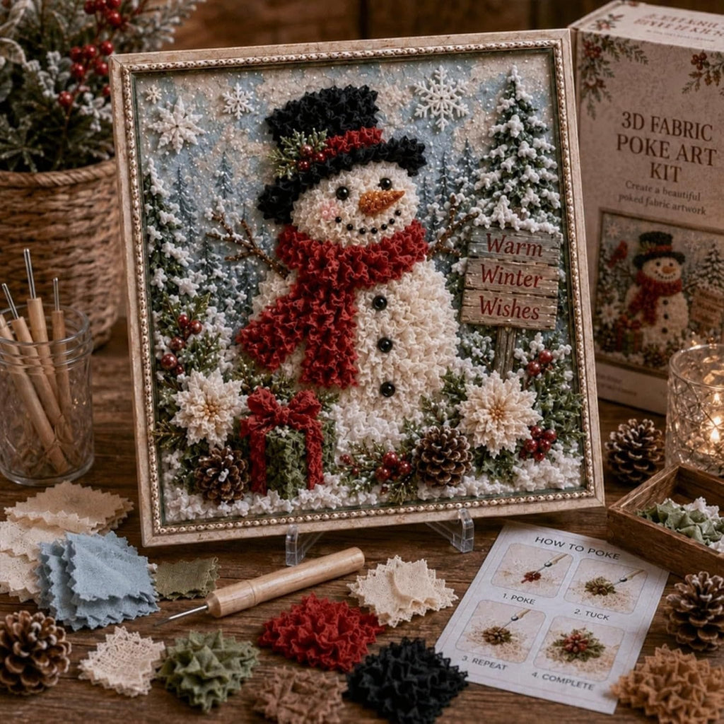 🔥Christmas Discount 59% Off🎅 3D Christmas Fabric Poke‐Art Craft Kit | Framed Shelf‐Ready Festive Decor