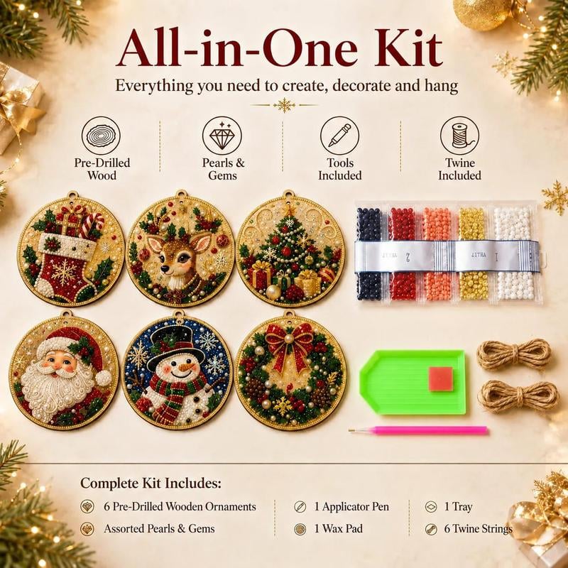 🎄 ONLY £7.99! Christmas DIY Hanging Ornament Set – 6 Festive Tree Decorations ✨