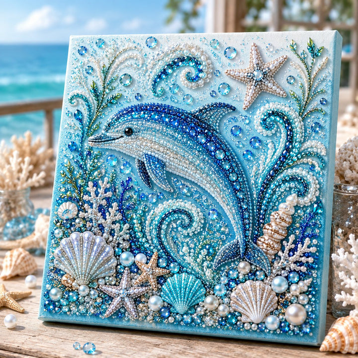 🌊Ocean Theme Pearl Art DIY Kit | 3D Sparkling Coastal Wall Decor 🐚✨