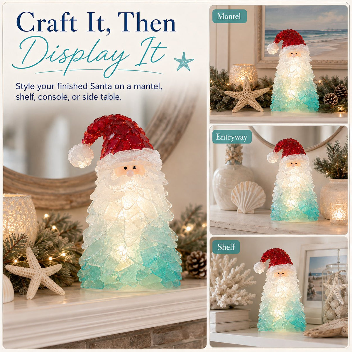 🔥66% OFF – DIY Lighted Sea Glass Christmas Decor Kit – Beginner-Friendly Holiday Craft