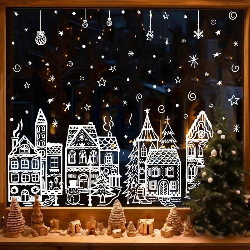🎄 Only £6.99 | Christmas Village Window Decoration Set