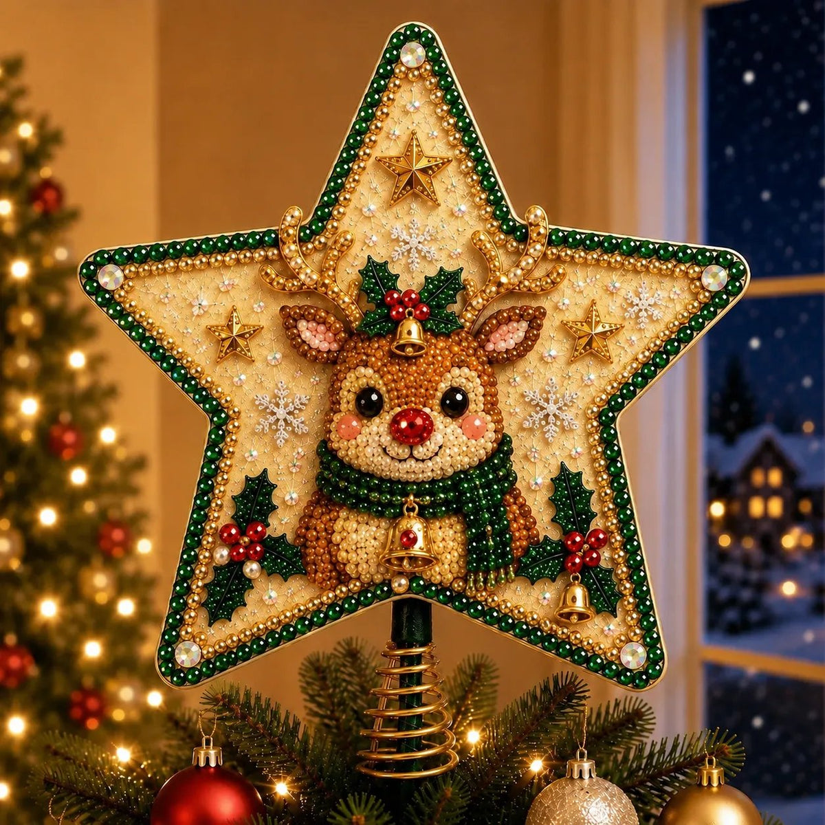 DIY Pearl & Diamond Art Christmas Tree Topper Kit