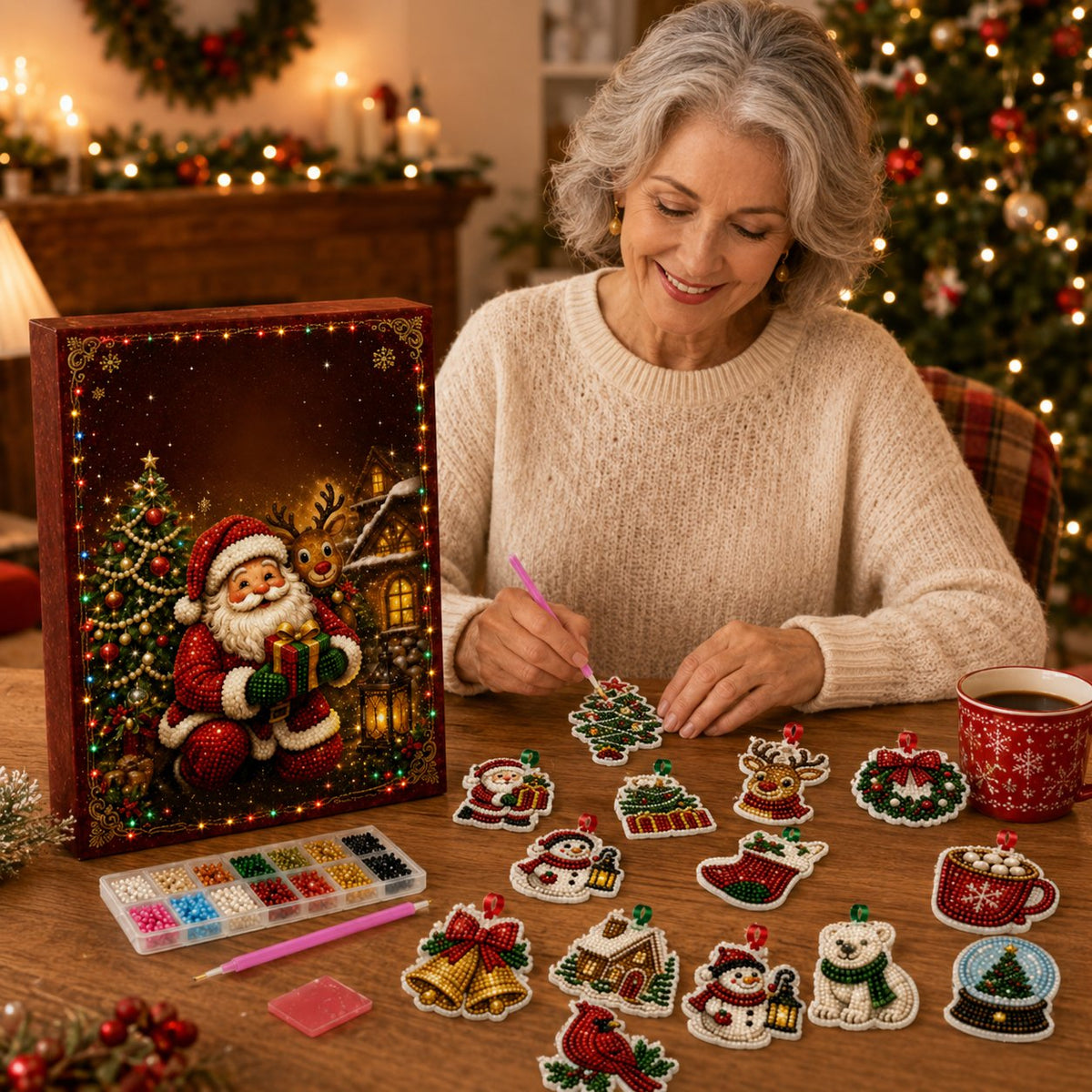 🎄 53% OFF | 24 DIY Christmas Diamond Painting Ornaments – Make & Hang ✨