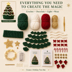 ⏳ Last Day 49% OFF – 🎄Beginner-Friendly Light-Up Christmas Tree Crochet Hat DIY Kit 💕