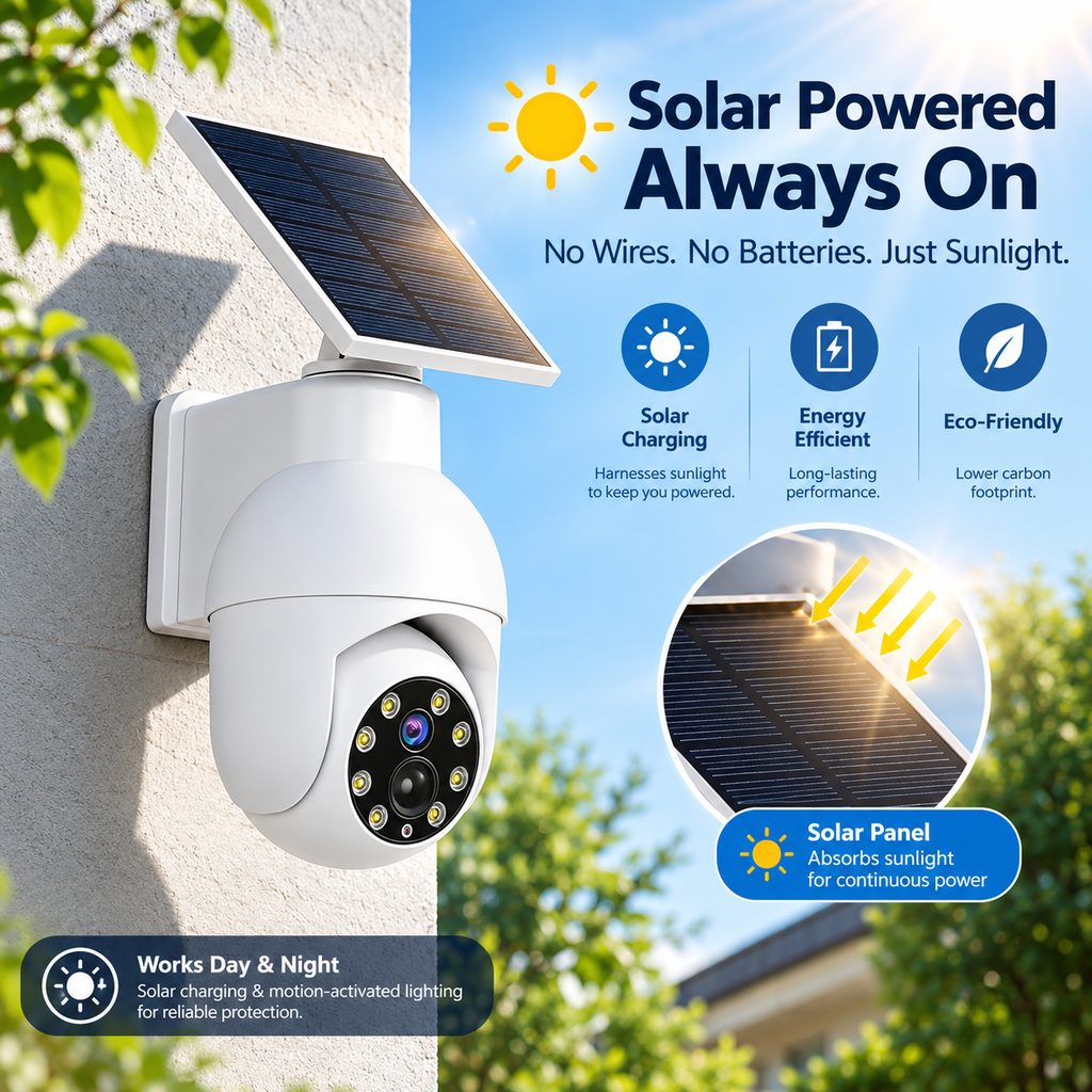 Yunsune 360° Solar Security Light – Motion Sensor Camera-Style Spotlight