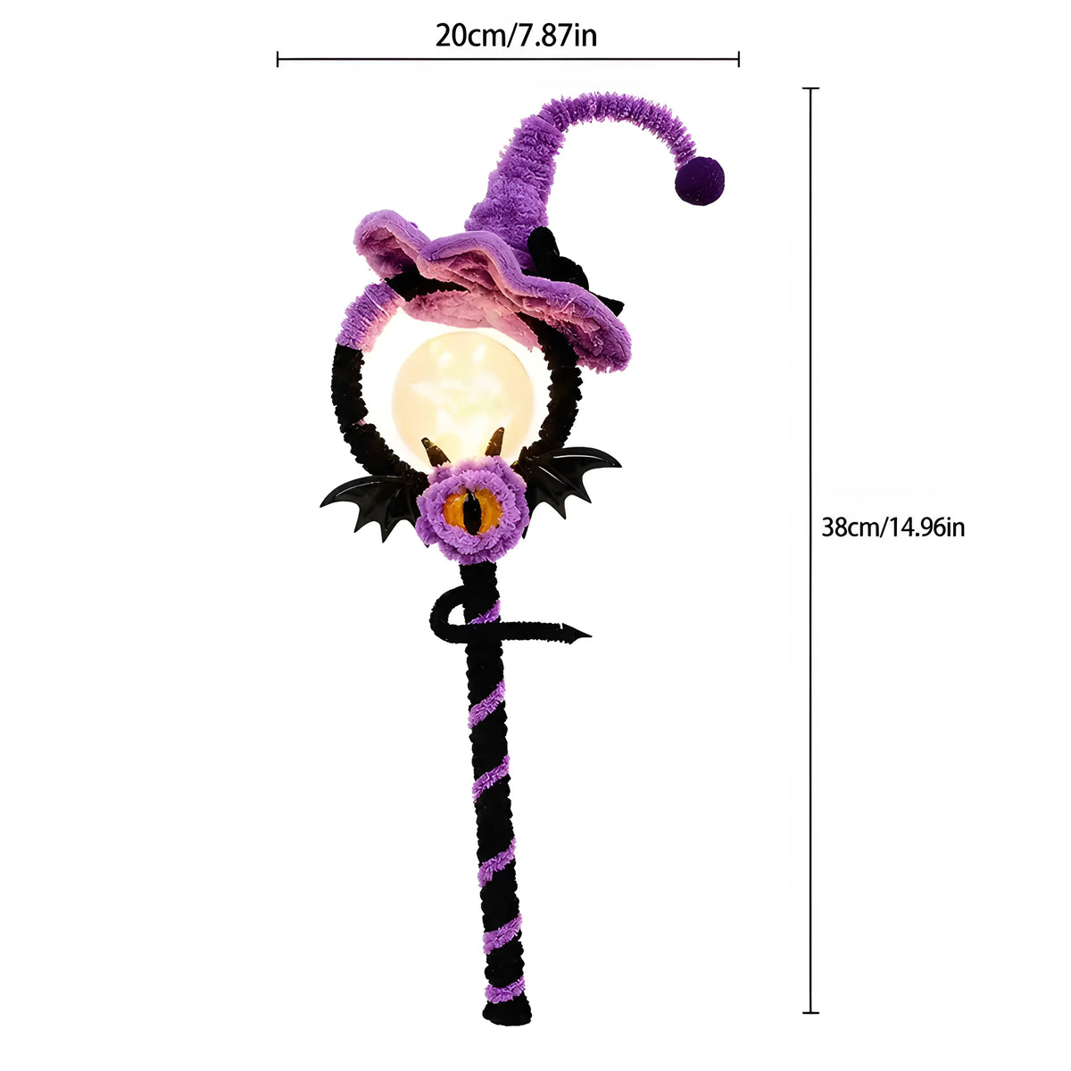 Halloween DIY Craft Kit LED Glowing Witch Magic Wand, Pipe Cleaners