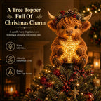 🎄 64% OFF | Highland Cow Christmas Tree Topper – Cozy Glowing Star Decoration ✨