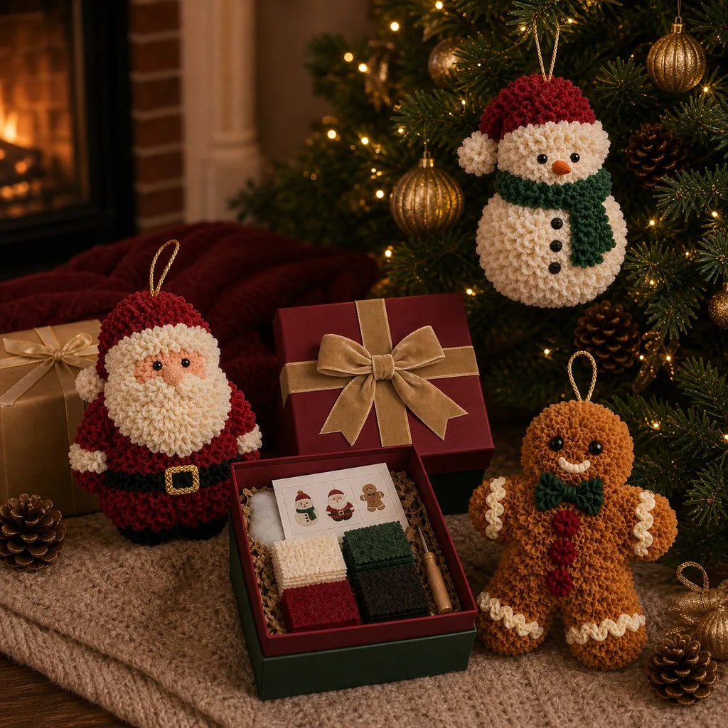 🎄 Special Offer | 48% OFF – Beginner-Friendly 3D Fabric Poke Christmas Ornament DIY Kit 🎁