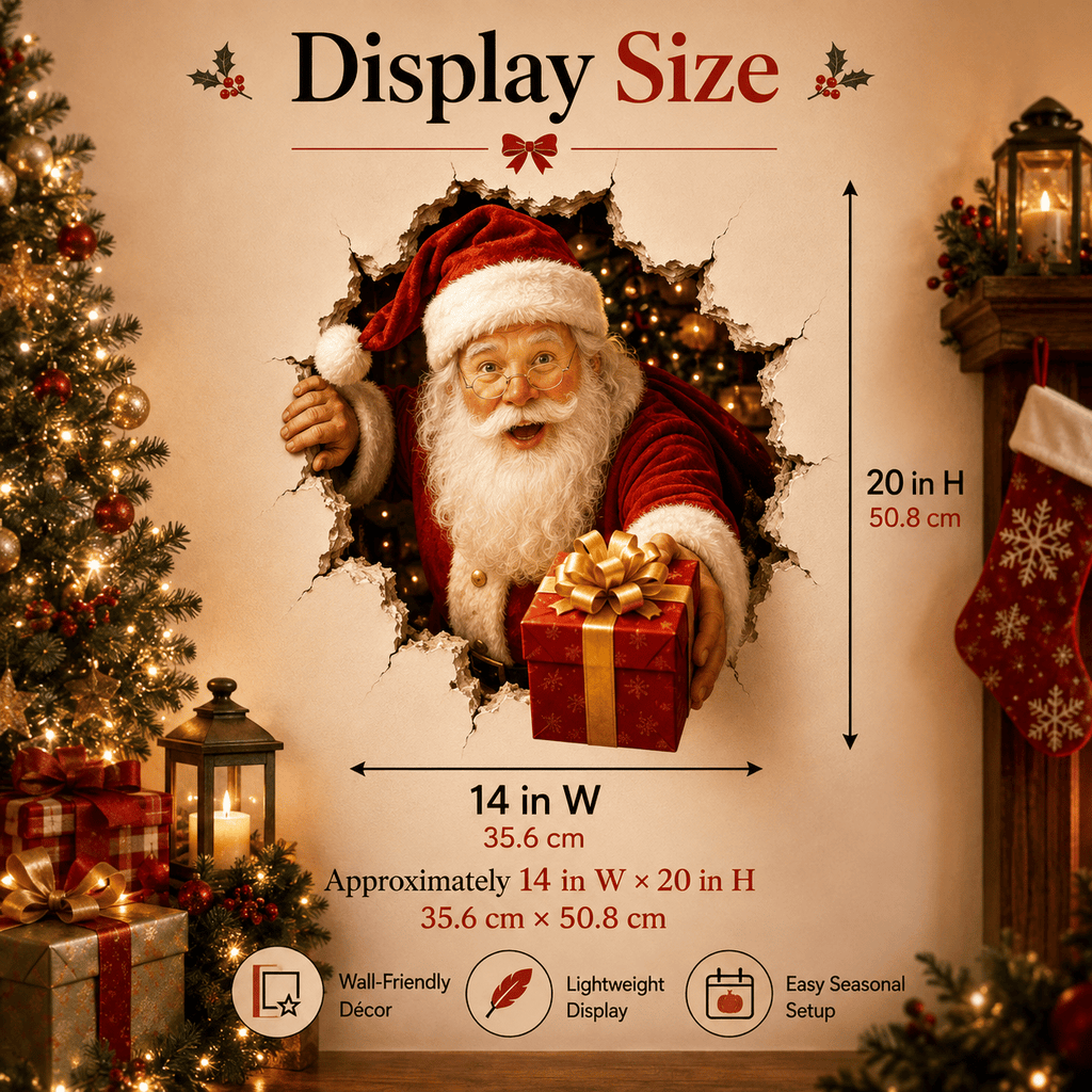🎅Christmas Break-In 3D Wall Decal – Santa Surprise Effect Christmas Decoration