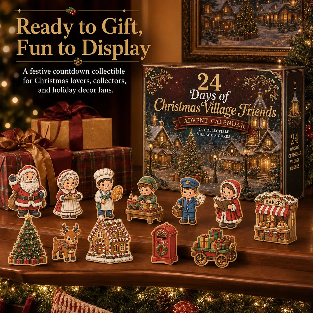 🎄24 Days Of Christmas Village Friends Advent Calendar | 24 Unique Miniature Characters, Shops & Holiday Collectibles for a Complete Festive Village ✨