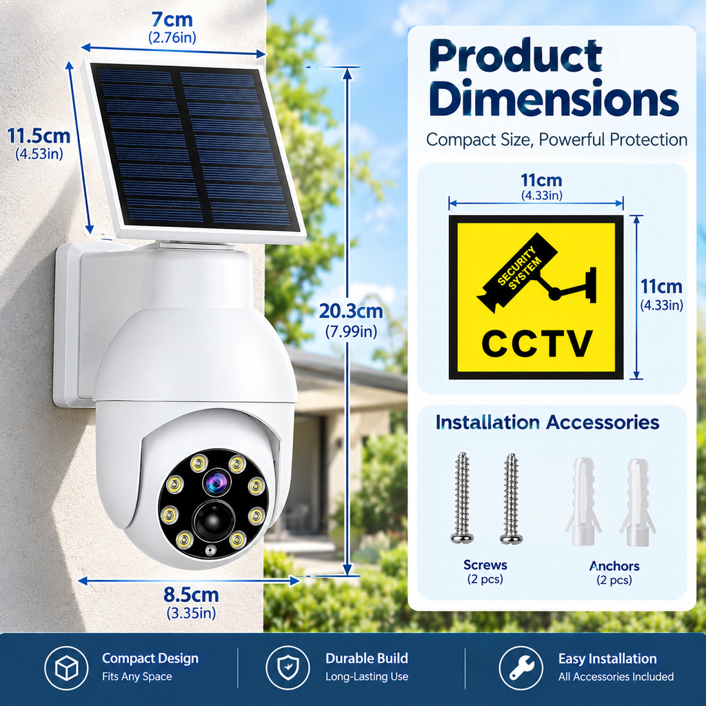 Yunsune 360° Solar Security Light – Motion Sensor Camera-Style Spotlight