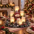 Christmas Hot Sale🎄Christmas Lighted Centerpiece with Flameless Candle Glow