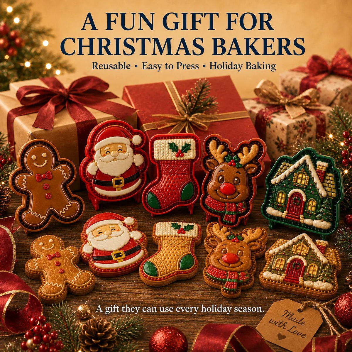 💥ONLY £7.99!!!🎁 BUY 1 GET 1 FREE | Christmas Baking Moulds – 8 Festive Designs 🎄