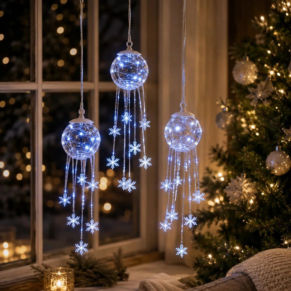 ❄️ Glowing Snowflake Cascade – Magical LED Christmas Hanging Decor