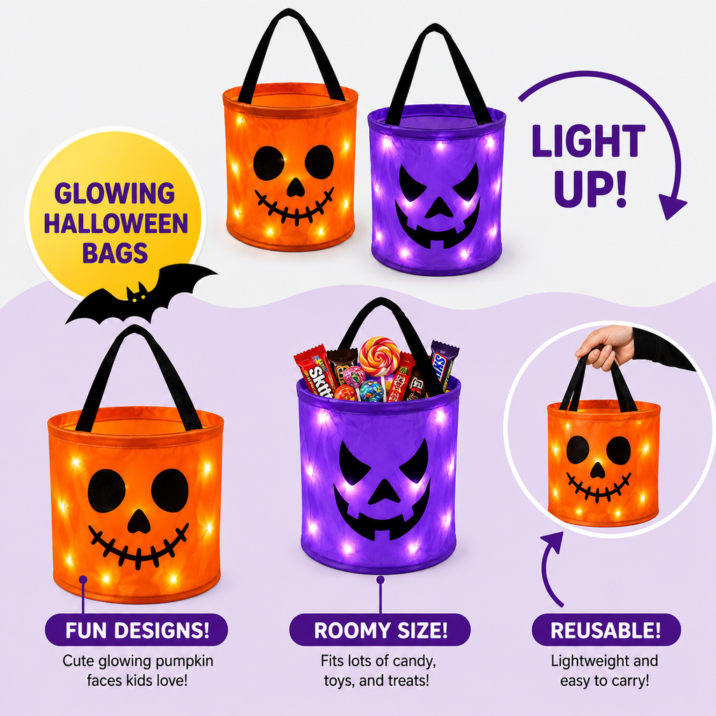Yunsune™ Light-Up Trick-or-Treat Bags🎃