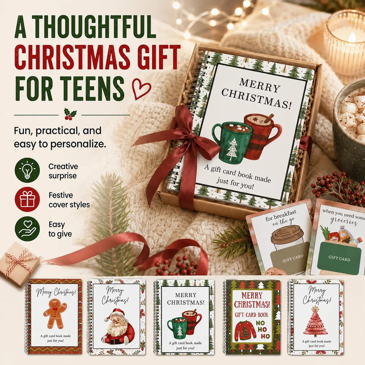 🔥 Only £7.99 |Christmas Gift Card Book 🎄 More Than a Card, A Memory to Keep