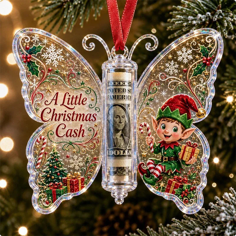 🔥🎄Christmas Cash Gift Butterfly Ornament🦋 – Holiday Money Holder Keepsake💵✨