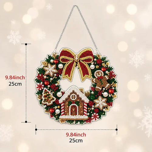 Christmas Pearl Diamond Painting Pendant Kit 9.84 Inch with LED Lights