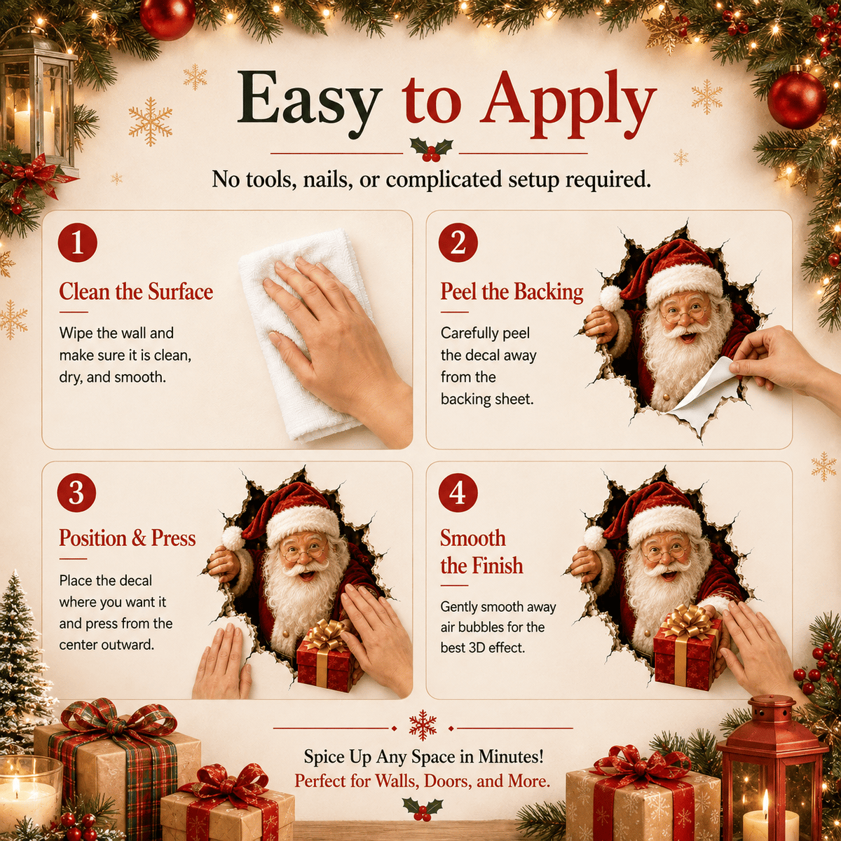 🎅Christmas Break-In 3D Wall Decal – Santa Surprise Effect Christmas Decoration