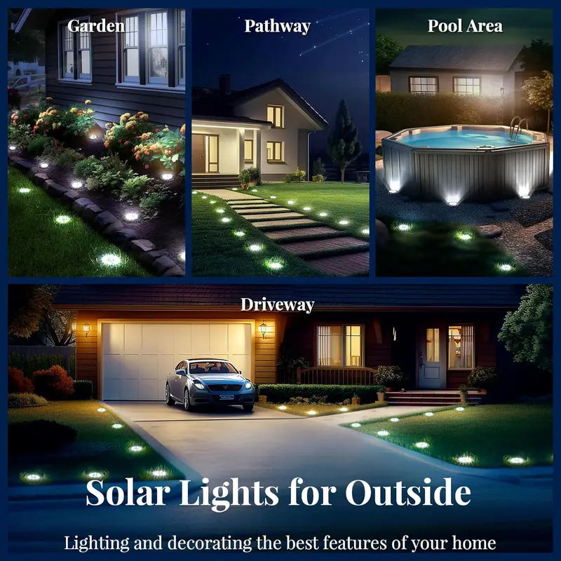 Yunsune Solar Ground Lights Outdoor – Waterproof Solar Garden Lights for Pathway, Lawn, Yard & Driveway, Cold White
