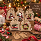 🎁ONLY£6.99!!! BUY 1 GET 1 FREE | Christmas Drawstring Gift Bags – 5 Festive Designs