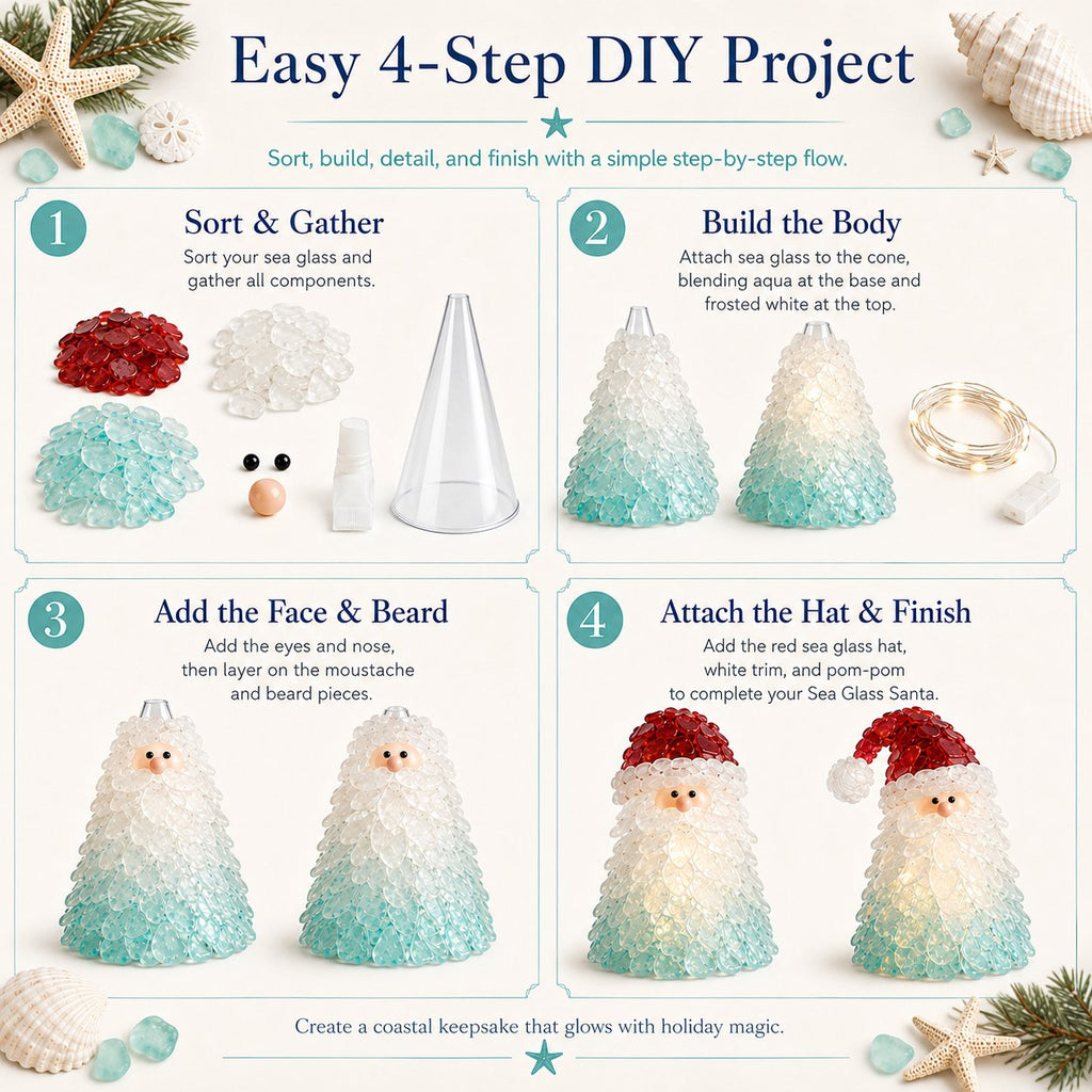 🔥66% OFF – DIY Lighted Sea Glass Christmas Decor Kit – Beginner-Friendly Holiday Craft
