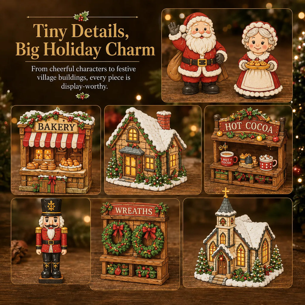 🎄24 Days Of Christmas Village Friends Advent Calendar | 24 Unique Miniature Characters, Shops & Holiday Collectibles for a Complete Festive Village ✨