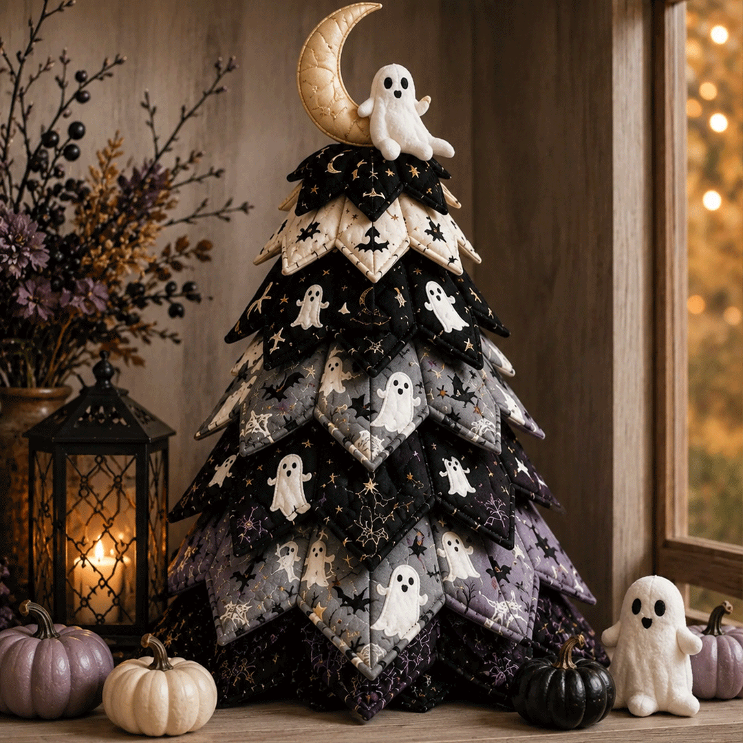 DIY Halloween Cat Quilted Fabric Tree Kit