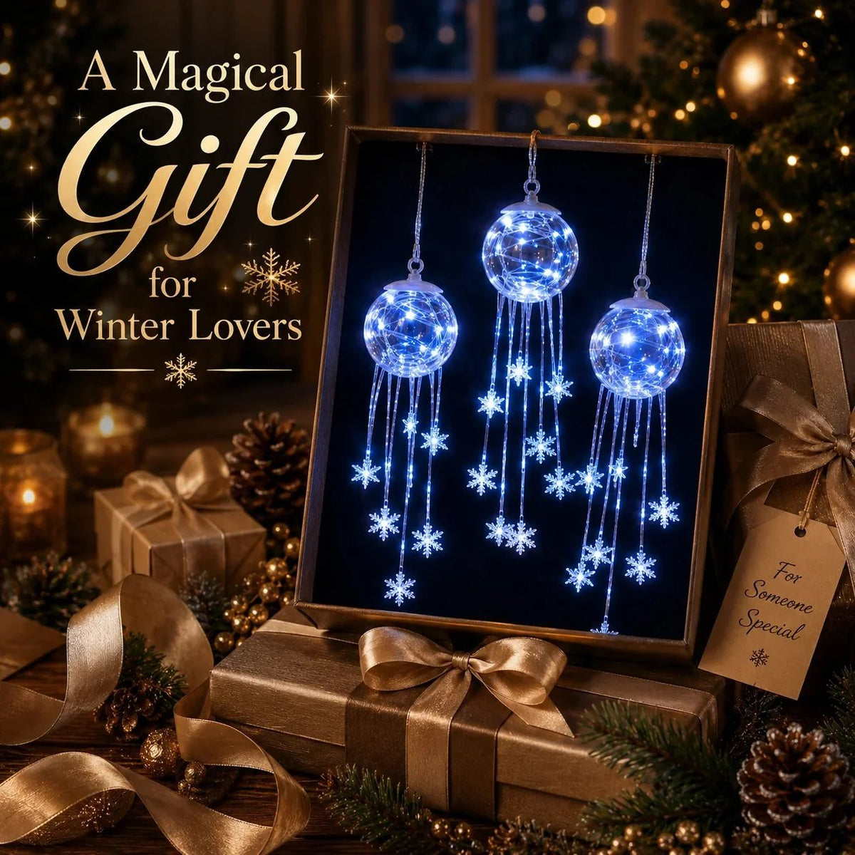 ❄️ Glowing Snowflake Cascade – Magical LED Christmas Hanging Decor