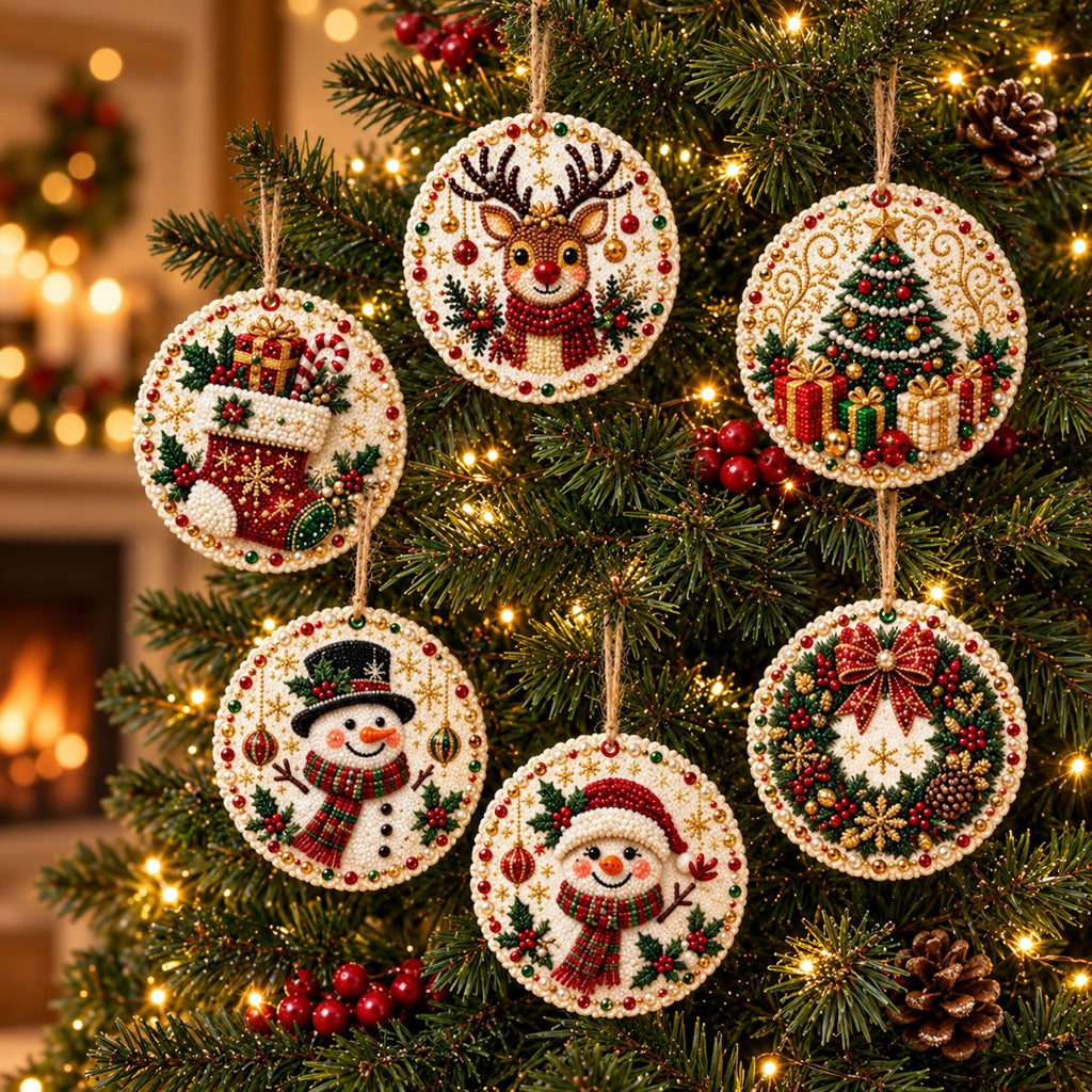 🎄 ONLY £7.99! Christmas DIY Hanging Ornament Set – 6 Festive Tree Decorations ✨