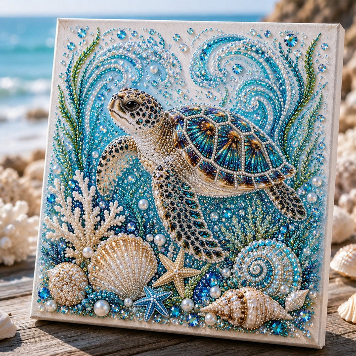🌊Ocean Theme Pearl Art DIY Kit | 3D Sparkling Coastal Wall Decor 🐚✨