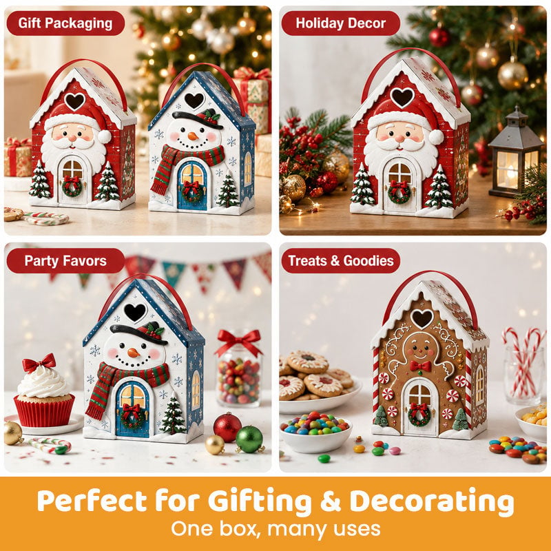 🎁Christmas Cottage Gift Box – 5 Festive Designs for Candy & Small Gifts