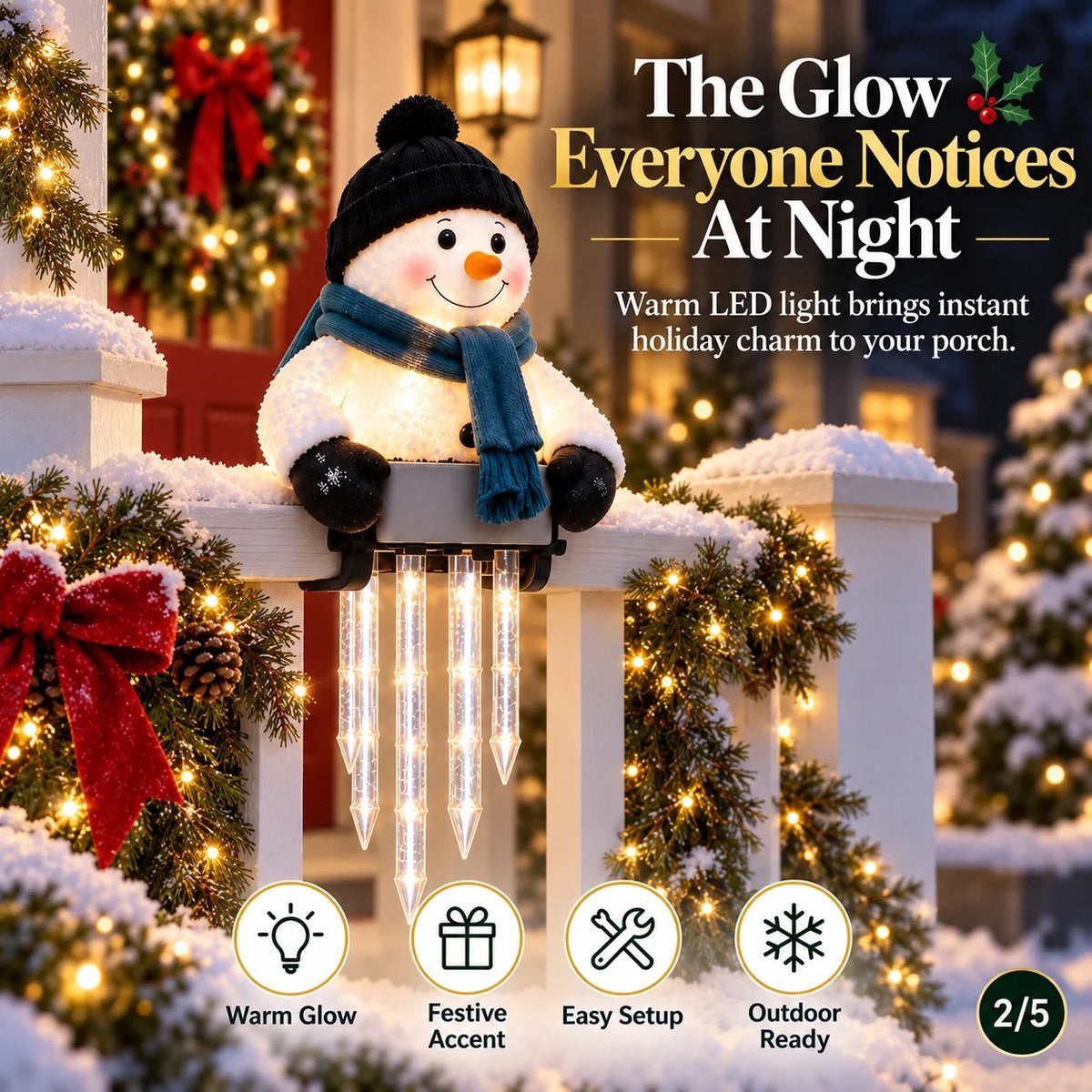 🎄56% OFF|⛄ Snowman Icicle Christmas Porch Light – Cozy Holiday Glow