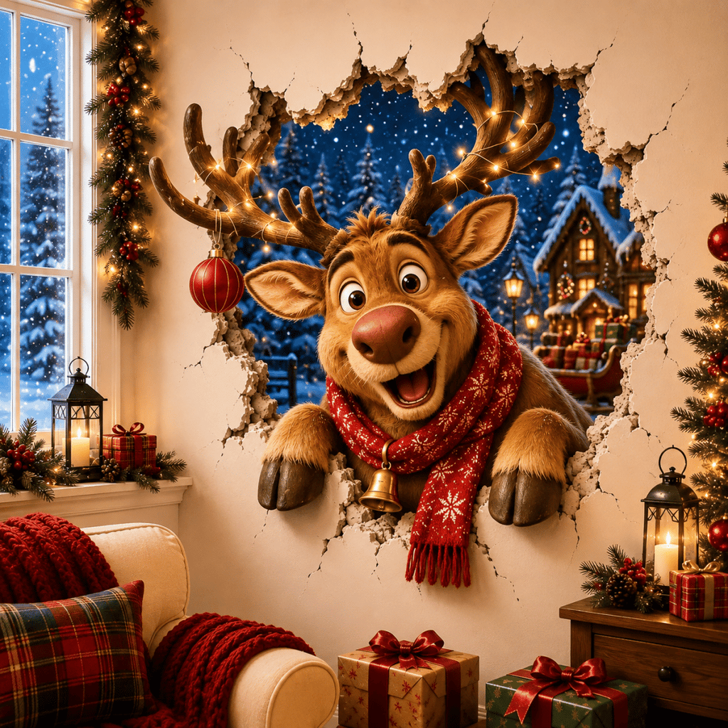 🎅Christmas Break-In 3D Wall Decal – Santa Surprise Effect Christmas Decoration