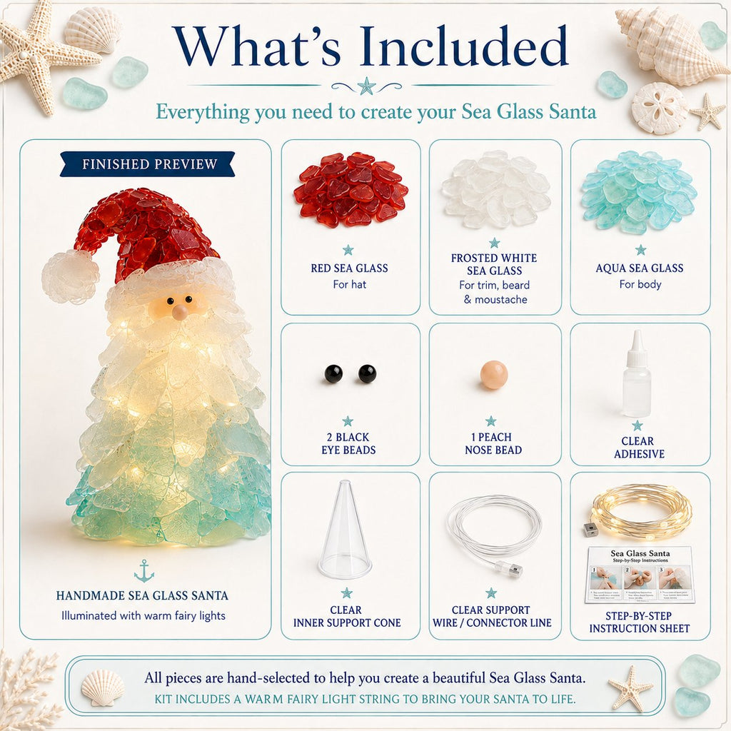🔥66% OFF – DIY Lighted Sea Glass Christmas Decor Kit – Beginner-Friendly Holiday Craft