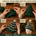 ⏳ Last Day 49% OFF – 🎄Beginner-Friendly Light-Up Christmas Tree Crochet Hat DIY Kit 💕
