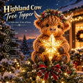 🎄 64% OFF | Highland Cow Christmas Tree Topper – Cozy Glowing Star Decoration ✨