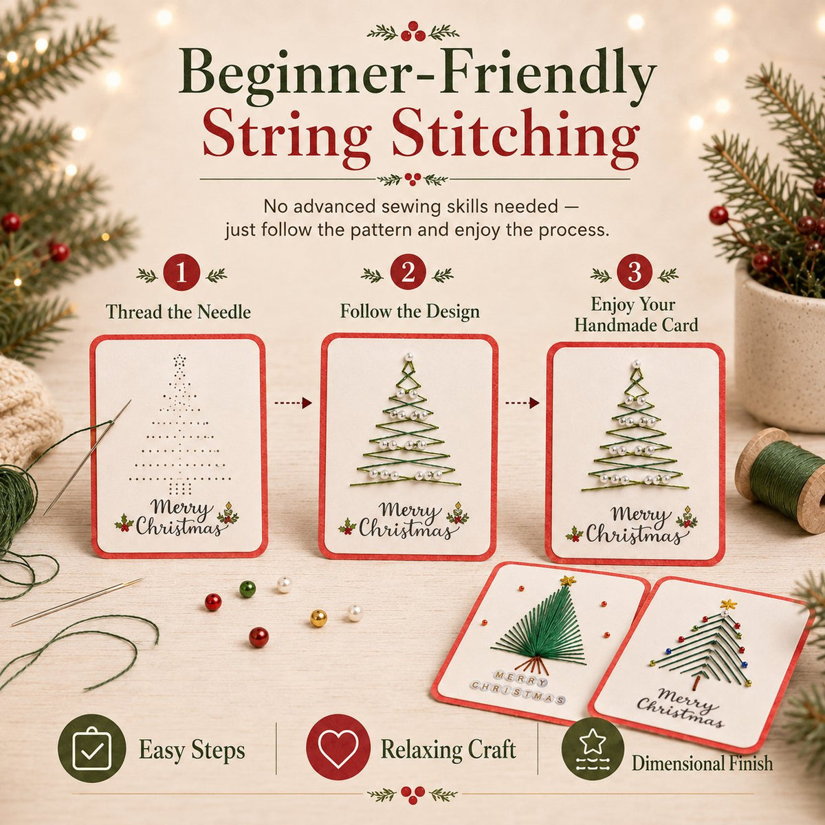 🎄 57% OFF | Christmas Thread Art Card Kit – Create Beautiful Handmade Holiday Cards ✨
