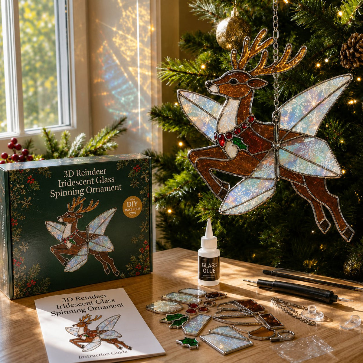 🔥LAST DAY 53% OFF - ✨⛄ DIY 3D Christmas Iridescent Glass Spinning Suncatcher Ornament Kit🎄