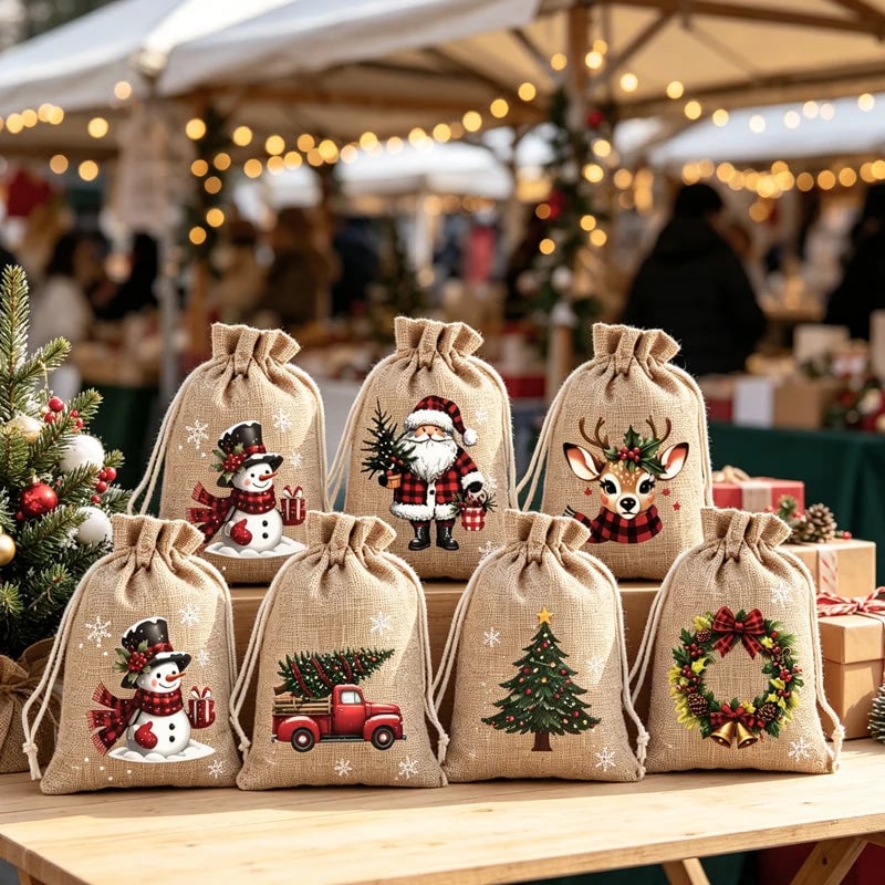 🎁ONLY£6.99!!! BUY 1 GET 1 FREE | Christmas Drawstring Gift Bags – 5 Festive Designs