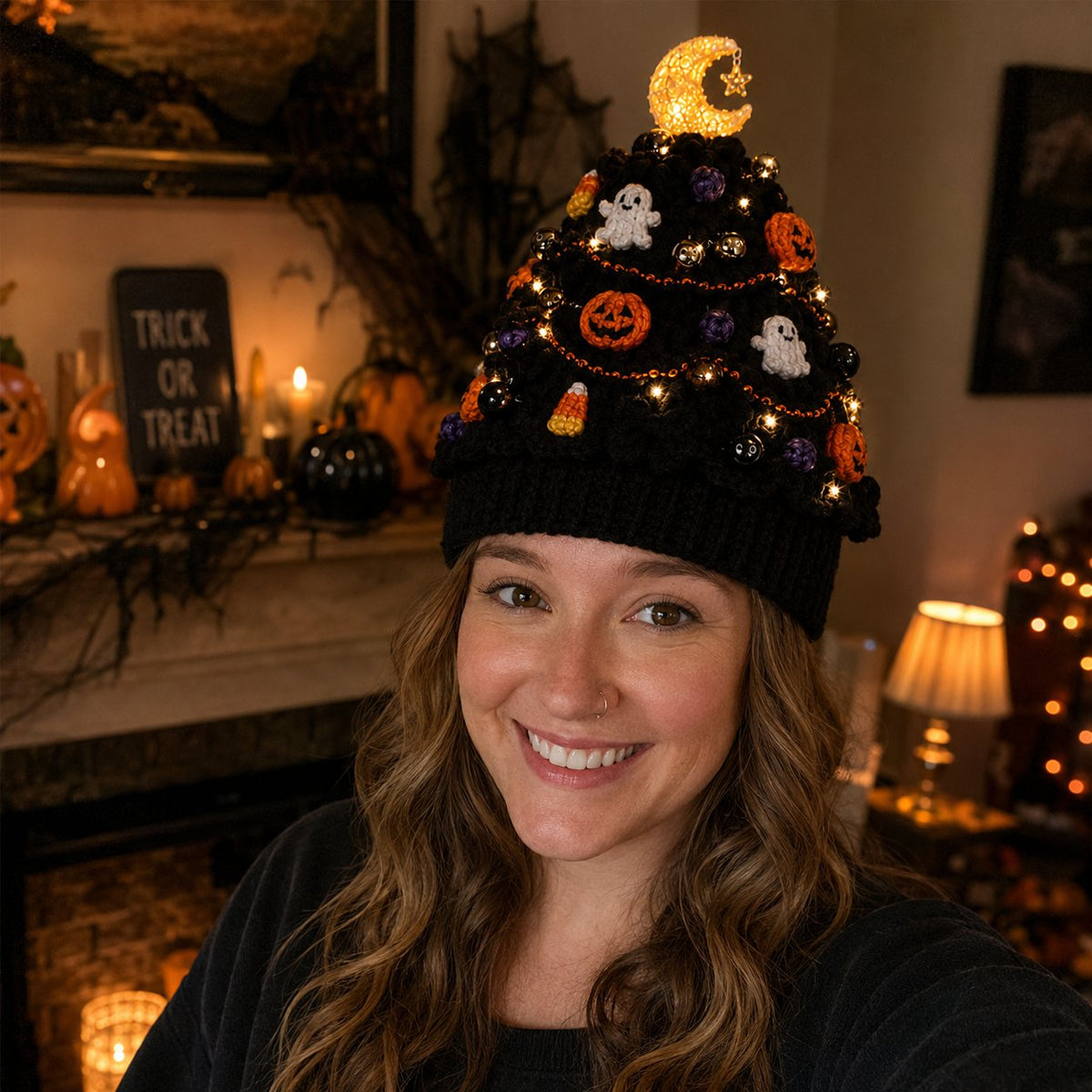 ⏳ Last Day 49% OFF – 🎄Beginner-Friendly Light-Up Christmas Tree Crochet Hat DIY Kit 💕