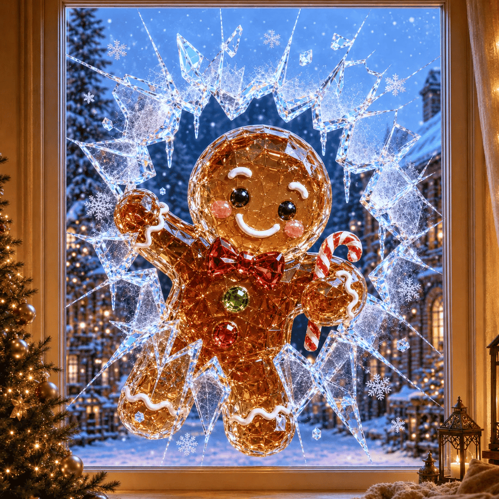 🔥 Only £6.99 | Save 63% – 3D Crystal Christmas Window Decal 🎄 Shattered-Glass Holiday Decoration