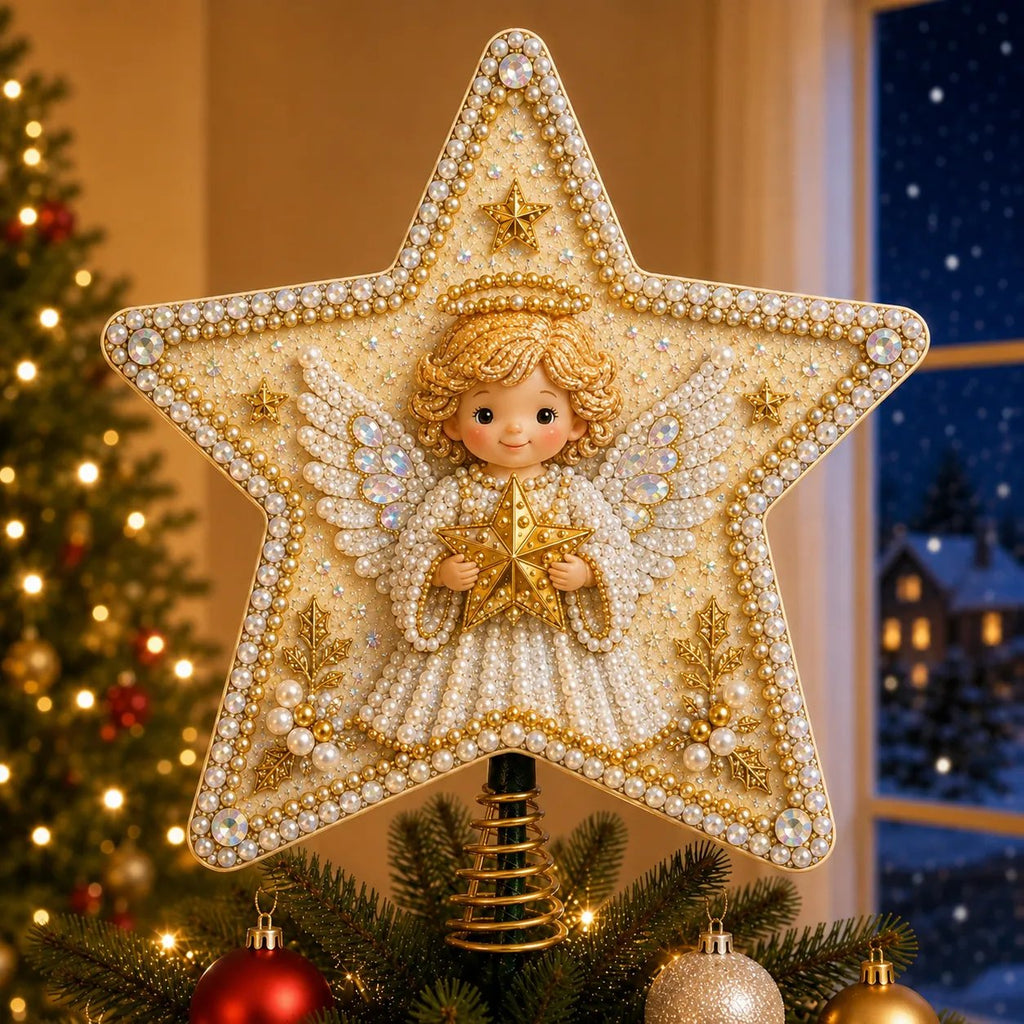 DIY Pearl & Diamond Art Christmas Tree Topper Kit