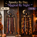 🎃 Lighted Halloween Ribbon Cascade™ – Handmade Door & Porch Decor